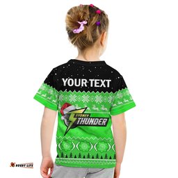 Custom Personalised Thunder Cricket T Shirt KID Aboriginal Merry Christmas
