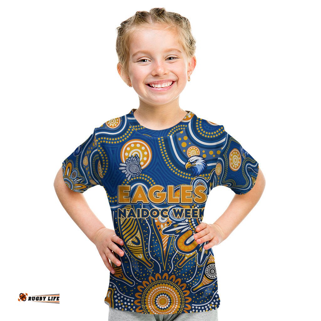 Personalised Eagles NAIDOC Week 2024 Kid T Shirt Aussie Aboriginal Art