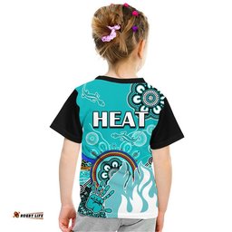 Brisbane Heat Kid T Shirt Cricket Indigenous Aboriginal Lizard Version