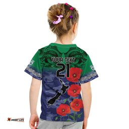 Custom Warriors Rugby ANZAC Kid T Shirt Gallipoli Soldier With Aboriginal Art