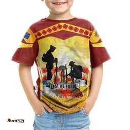 Anzac Kid's T-Shirt - Lest We Forget Aboriginal Version
