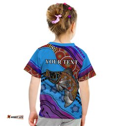 Custom Personalised Australia Kid T Shirt Go Fishing Aboriginal Art