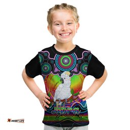 Personalised Australia Libra Cockatoo Zodiac Kid T Shirt Auz Astrology Aboriginal - Rainbow