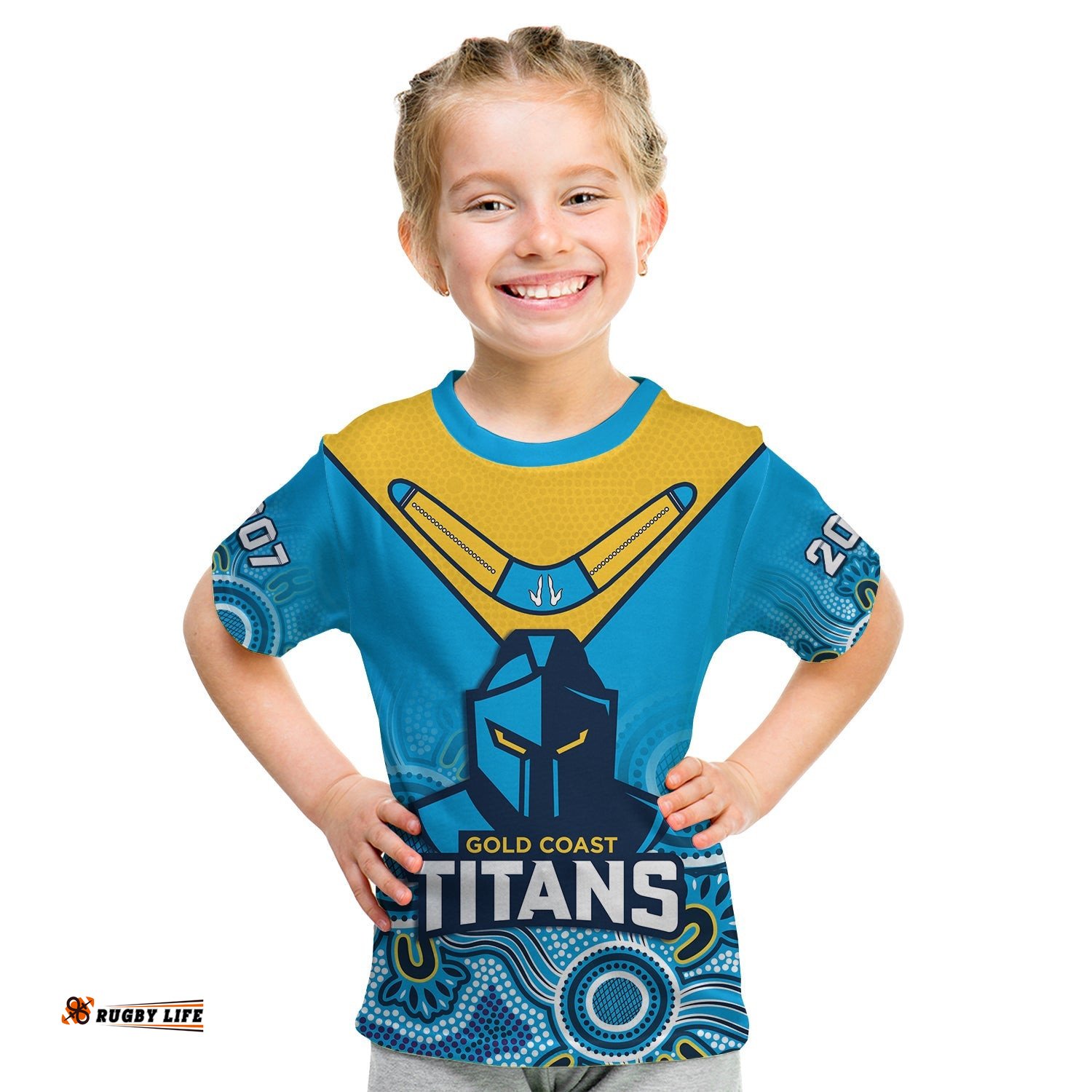 Titans Rugby T Shirt KID Gold Coast 2007 Aboriginal Art