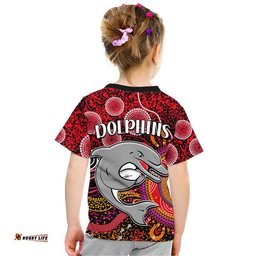 Dolphins Rugby Kid T Shirt Aboriginal Dots Verion