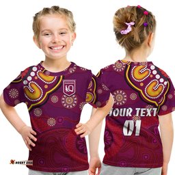 Custom Personalised Queensland Maroons Aboriginal T Shirt KID Indigenous Vibes