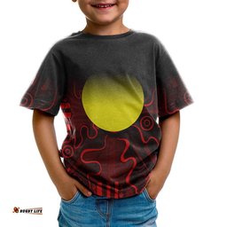 Aboriginal Kid T-Shirt - Indigenous Flag Grunge Style