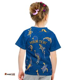 Custom Personalised Aboriginal Art T Shirt KID Animals Australia Version Blue