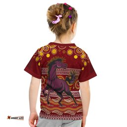 Broncos Christmas Red Aboriginal Art KID T-Shirt