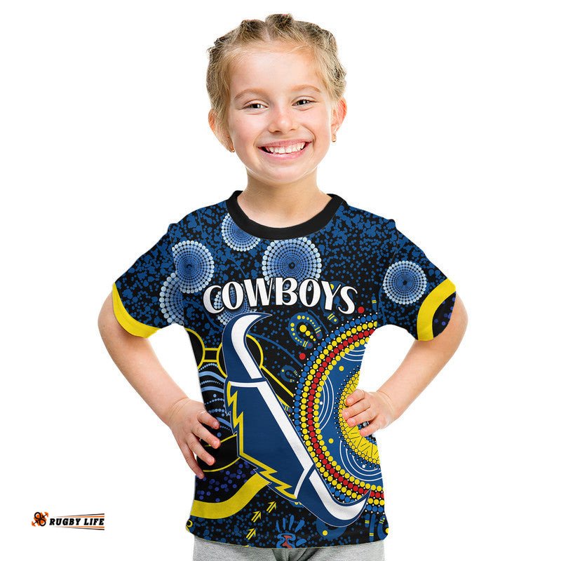 Cowboys Rugby Kid T Shirt Aboriginal Dots Version