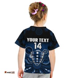 Custom Text And Number Melbourne Rebels Rugby T Shirt KID Gradient Aboriginal