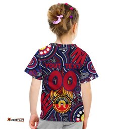 Personalised NAIDOC Week 2024 North Melbourne Kangaroos Kid T Shirt Australian Aboriginal Hand Painting