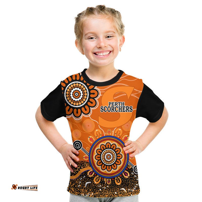 Custom Personalised Perth Scorchers Kid T Shirt Cricket Indigenous Aboriginal