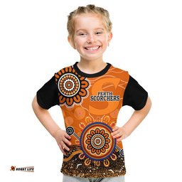 Custom Personalised Perth Scorchers Kid T Shirt Cricket Indigenous Aboriginal