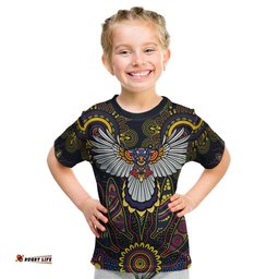 Custom Adelaide Football Kid T Shirt With Crow Aboriginal Art Style