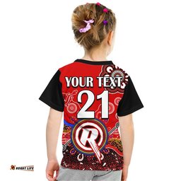 Custom Personalised Melbourne Renegades Kid T Shirt Cricket Indigenous Aboriginal Lizard Version