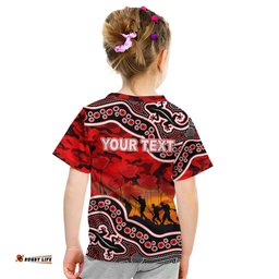 Custom Personalised Anzac Day NRL - Dragons Kid T Shirt Aboriginal Lizard Patterns