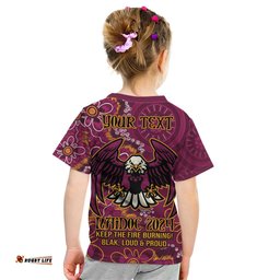 Personalised Sea Eagles NAIDOC Week 2024 Kid T Shirt Aboriginal Fire Burning Sparks