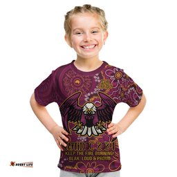 Personalised Sea Eagles NAIDOC Week 2024 Kid T Shirt Aboriginal Fire Burning Sparks