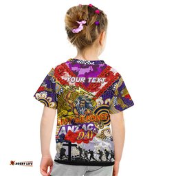 Personalised Storm ANZAC Day Kid T Shirt Aboriginal Rising Sun