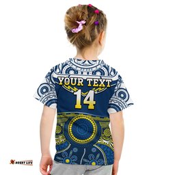 Custom Text And Number Cowboys Rugby T Shirt KID Aboriginal Art
