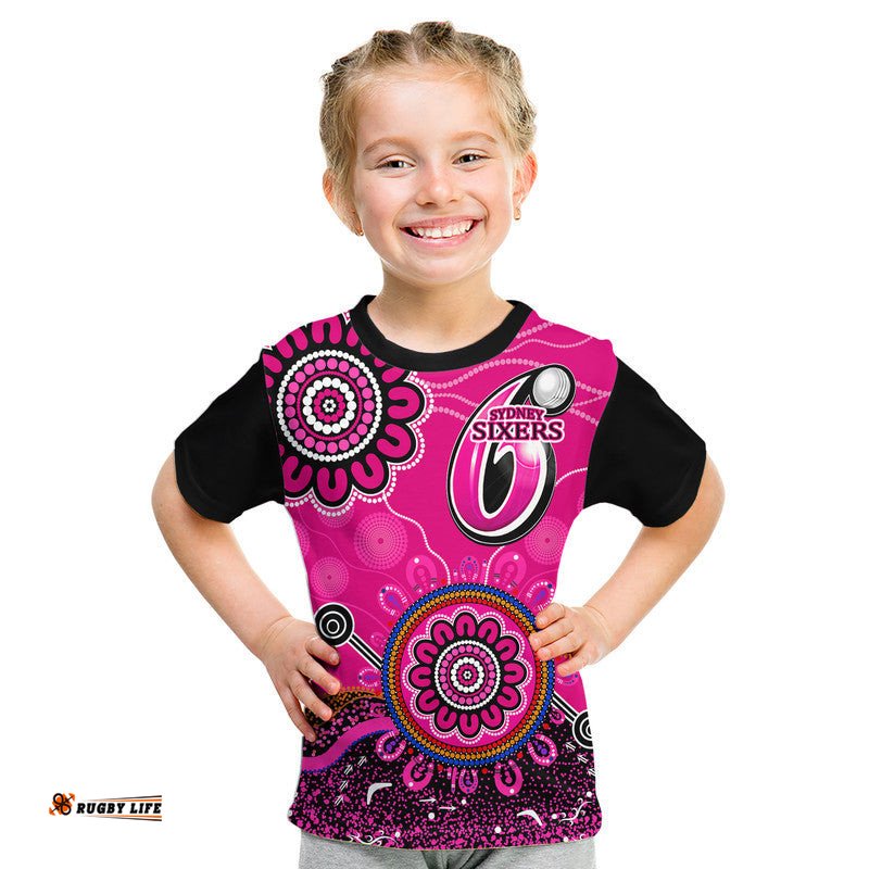 Custom Personalised Sydney Sixers Kid T Shirt Cricket Indigenous Aboriginal