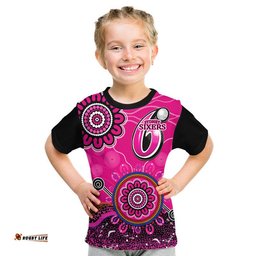 Custom Personalised Sydney Sixers Kid T Shirt Cricket Indigenous Aboriginal