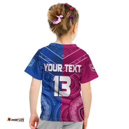 Custom Text and Number Blues and Maroons Rugby T shirt KID Origin NSW Combine Queensland Aboriginal Australian