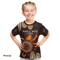 Personalised NAIDOC Week 2024 Kid T Shirt Aussie Map With Aboriginal