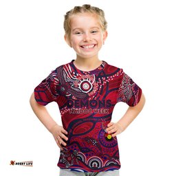 Custom NAIDOC Week 2024 Demons Kid T Shirt Aboriginal Animals Keep The Fire Burning