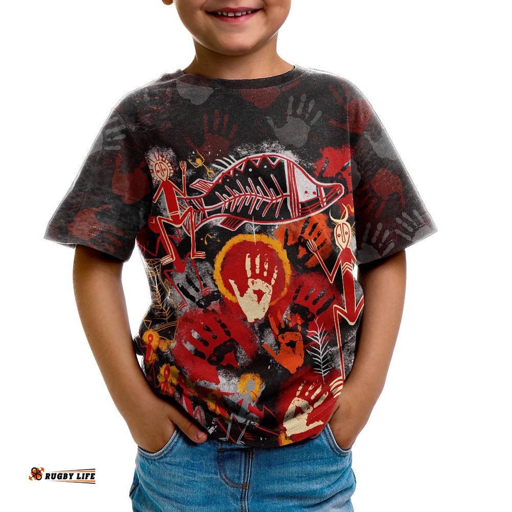 Aboriginal Kid T-Shirts - Indigenous Fish Hand Art
