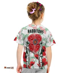 Rabbitohs Anzac Day T Shirt KID Poppies Aboriginal Proud Soldiers