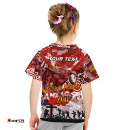 Personalised Dragons ANZAC Day Kid T Shirt Aboriginal Rising Sun