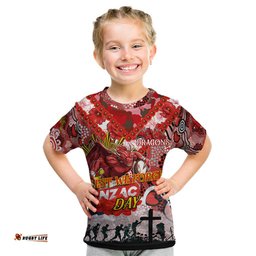 Personalised Dragons ANZAC Day Kid T Shirt Aboriginal Rising Sun