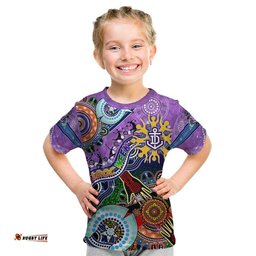 Custom NAIDOC Week 2024 Fremantle Dockers Freo Kid T Shirt Australia Aboriginal Dot Painting
