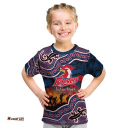 Custom Personalised Anzac Day NRL - Rooster Kid T Shirt Aboriginal Lizard Patterns