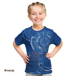 Australia New South Wales Kid T Shirt Aussie Emu With Aboriginal Art