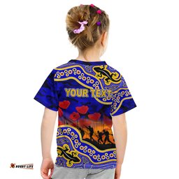 Custom Personalised Anzac Day NRL - Eels Kid T Shirt Aboriginal Lizard Patterns