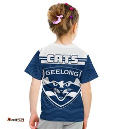 Cats Football T Shirt KID Geelong Est 1859 Aboriginal Art