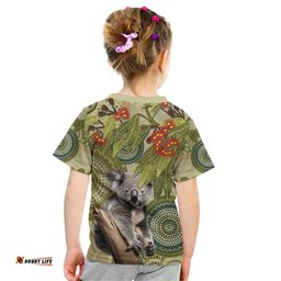 Aboriginal Koala Art Painting With Gum Blossom Kid T Shirt