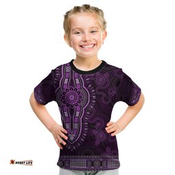 Purple African Dashiki With Australia Aboriginal Art Kid T Shirt