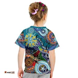 Custom NAIDOC Week 2024 Port Adelaide Power Kid T Shirt Australia Aboriginal Dot Painting