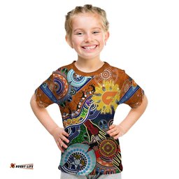 Custom NAIDOC Week 2024 GWS Giants Kid T Shirt Australia Aboriginal Dot Painting