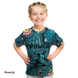 Personalised NAIDOC Week 2024 Port Adelaide Power Kid T Shirt Australian Aboriginal Hand Painting