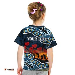 Custom Personalised Anzac Day NRL - Titans Kid T Shirt Aboriginal Lizard Patterns