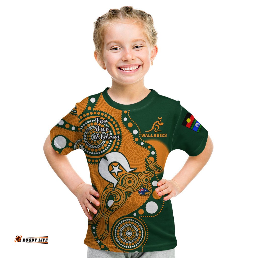 Wallabies Rugby NAIDOC Kid T Shirt Aboriginal Camouflage Lest We Forget