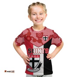 Custom Text And Number Saints Football T Shirt KID St Kilda 1873 Aboriginal Dot Painting