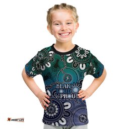 NAIDOC Week 2024 Fire Burning Kid T Shirt Aboriginal Dots Blue Art