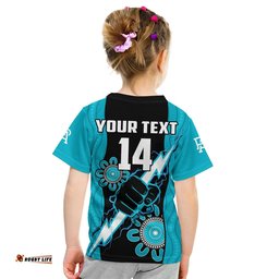Custom Text And Number Port Adelaide Football T Shirt KID Power Thunder Hand Mix Aboriginal Dynamic