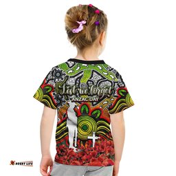 Panthers T Shirt KID Anzac Day Poppy Flowers With Aboriginal